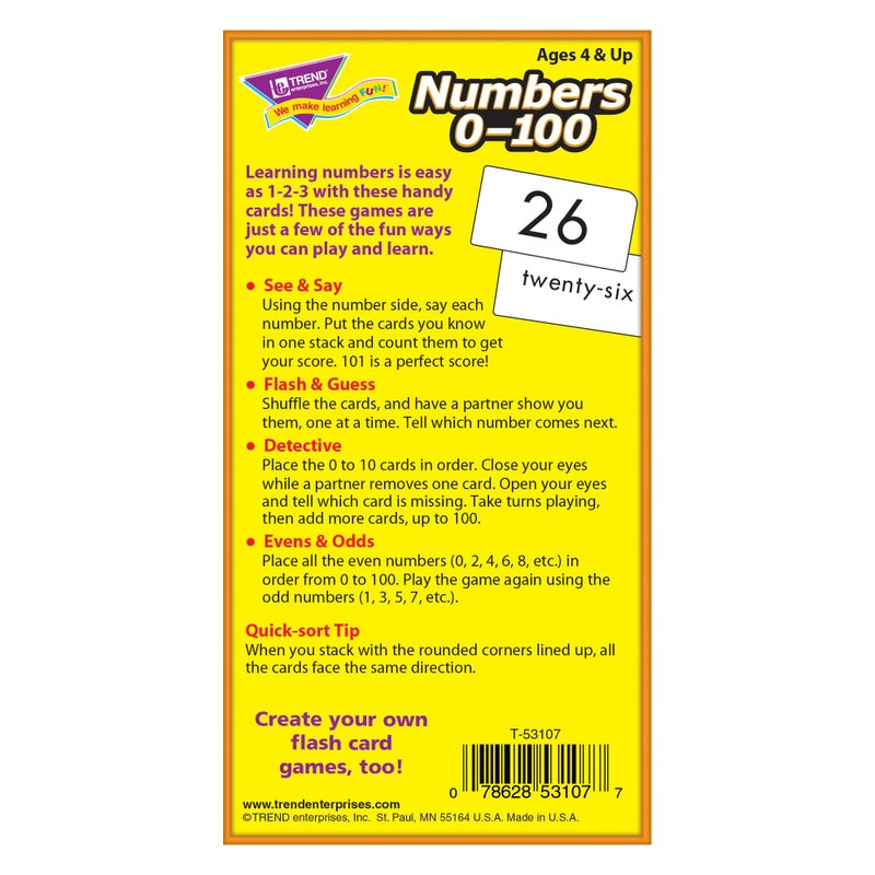Trend Enterprises: Numbers 0-100 Skill Drill Flash Cards, Numerals and Number Words, Exciting Way for Everyone to Learn, Great for Skill Building and Test Prep, 101 Cards Included, Ages 4 and Up - Image 5